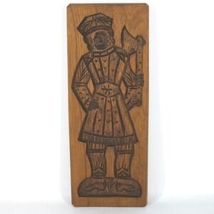 Vintage Springerle Hand Carved Wooden Speculaas Cookie Mold Dutch German‎ Decor